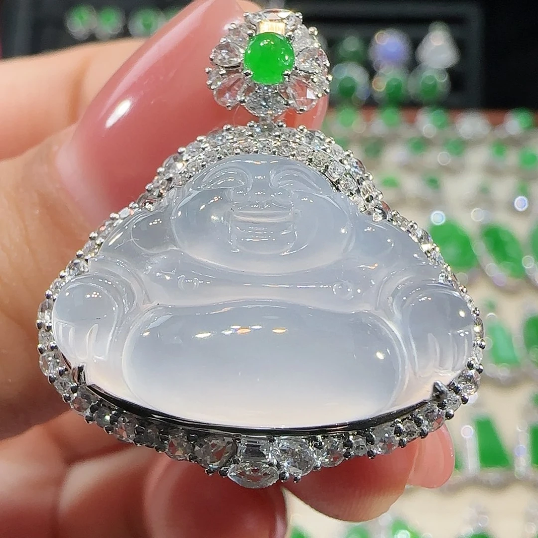 翡翠吊坠(不含链)18K金镶嵌