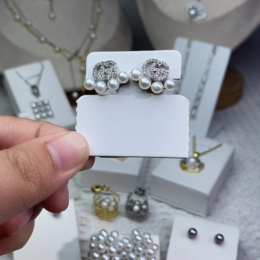 淡水珍珠耳饰银S925镶嵌