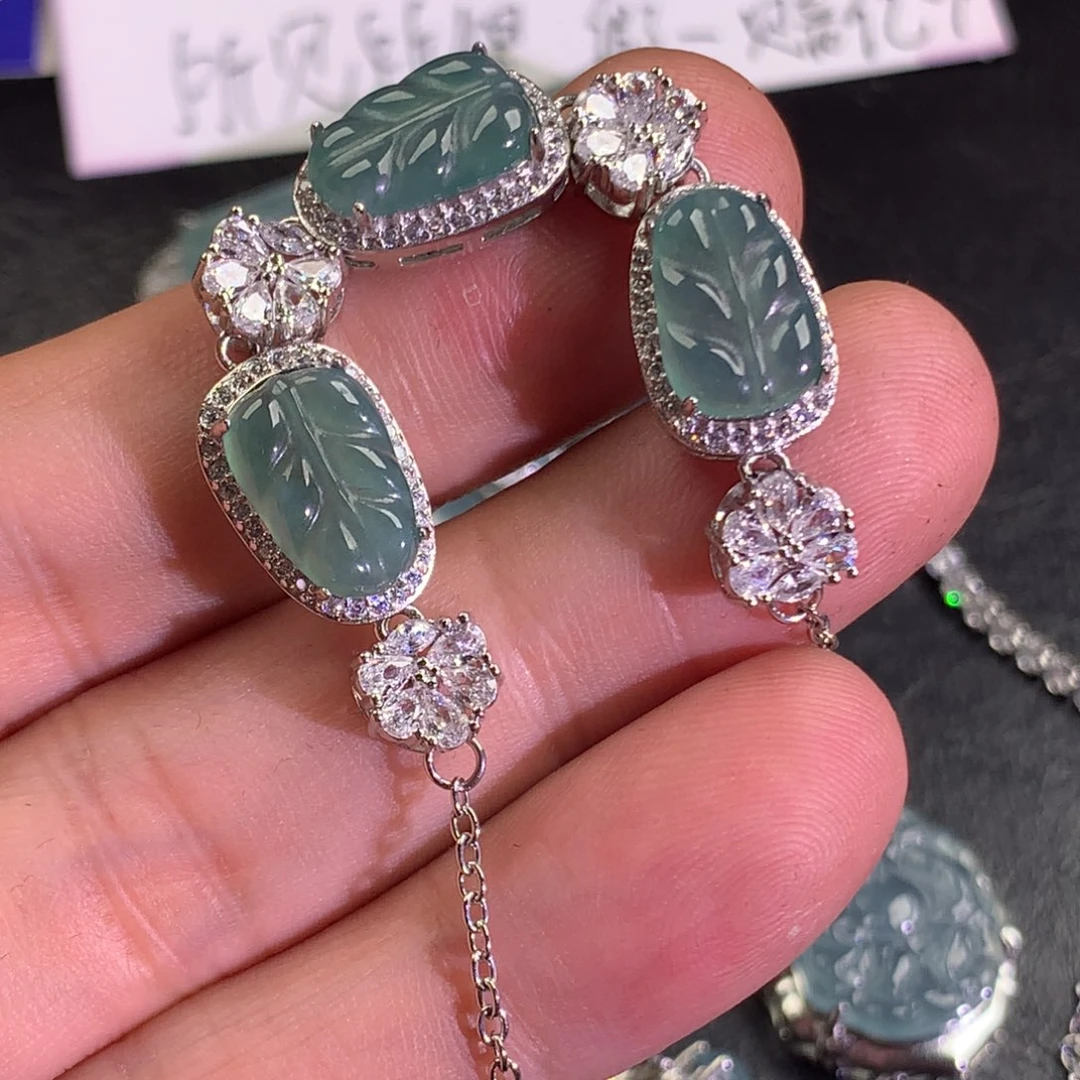 翡翠未镶嵌颈饰叶子手链