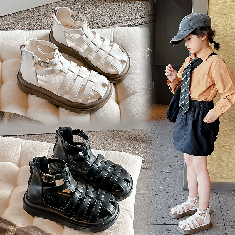 女童罗马凉鞋2025夏季新款儿童包头软底沙滩鞋中大童洋气韩版童鞋
