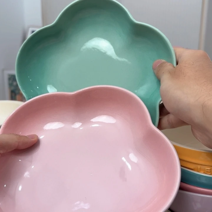 瓷片微瑕2个8英寸花朵深盘