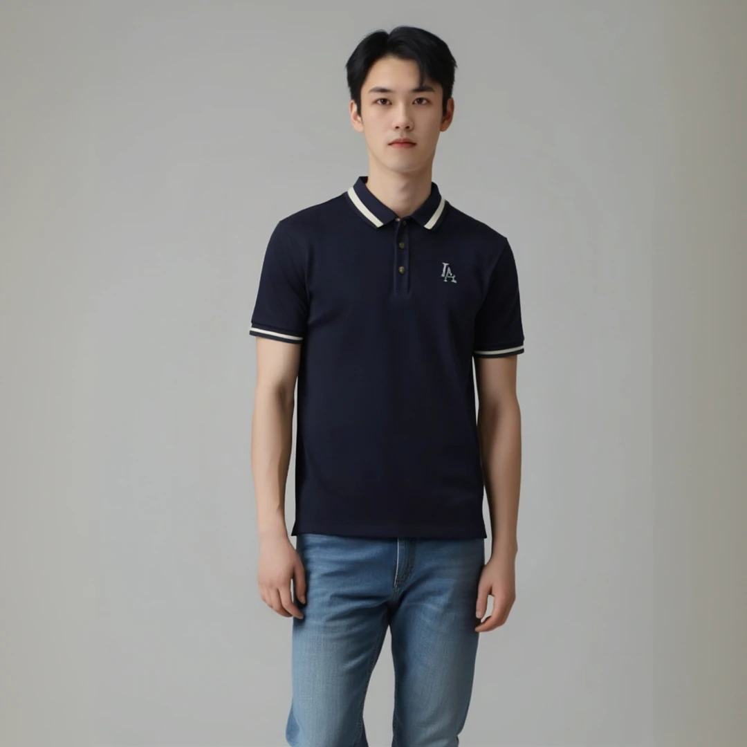 polo衫纯棉短袖新疆长绒棉刺绣VL简约时尚透气舒适高克重翻领上衣