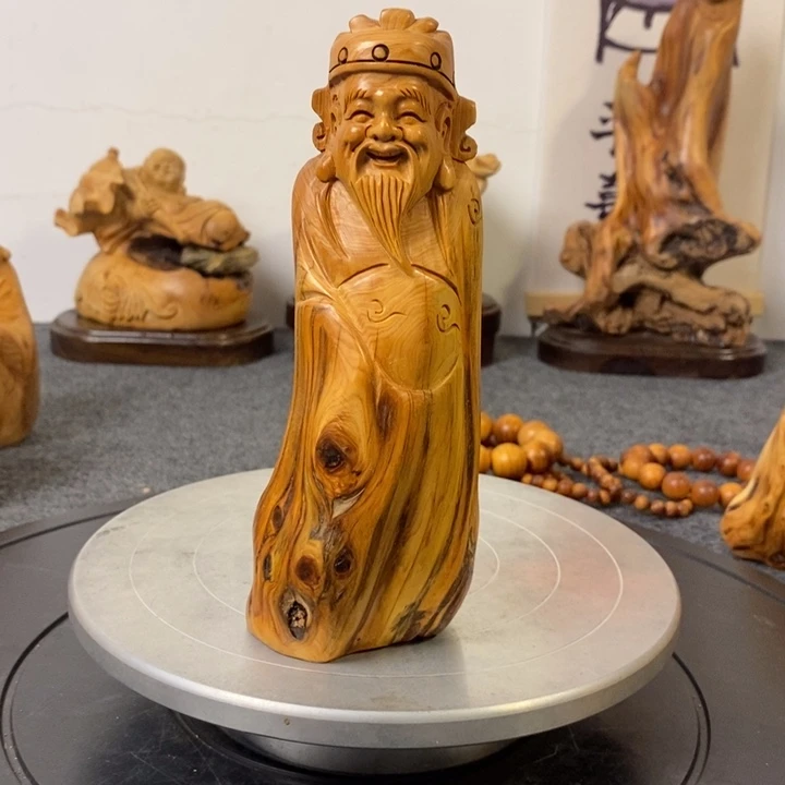 柏木不*崖柏财神爷摆件根雕工艺品