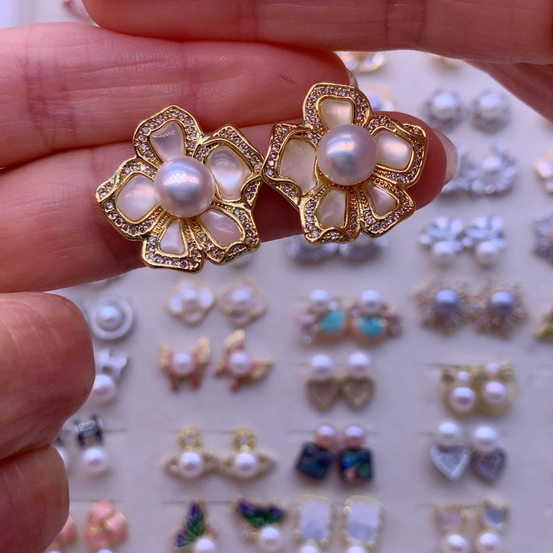 合金淡水珍珠耳饰