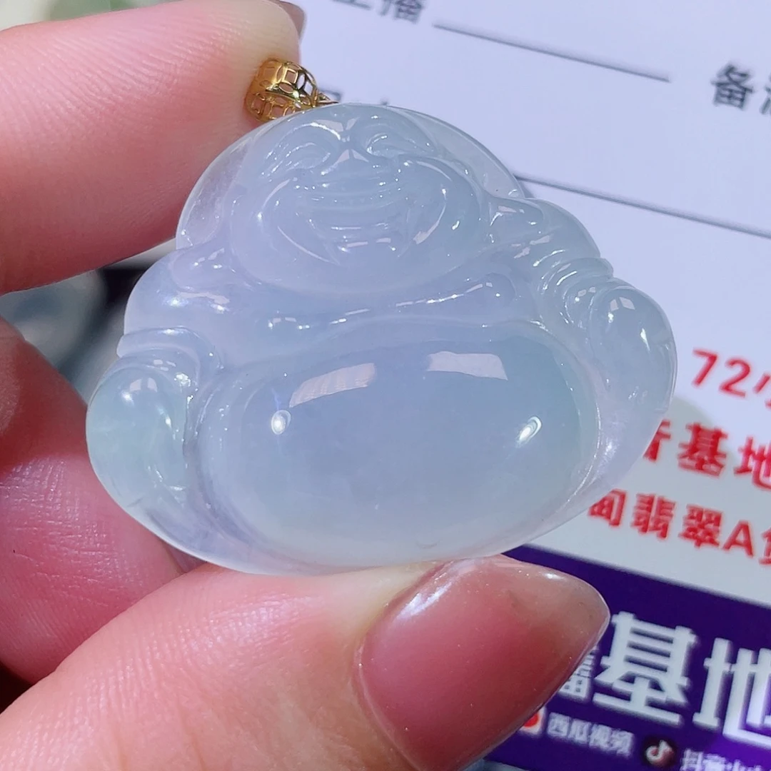 翡翠18K金镶嵌颈饰佛公