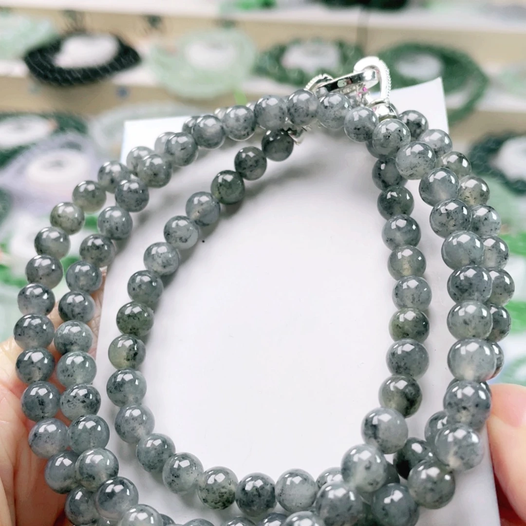翡翠未镶嵌项链天然翡翠项链6.3mm左右