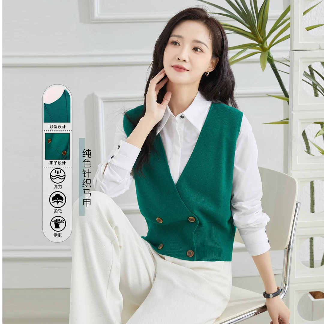 秋季新款纯色百搭简约气质无袖上衣女TC522387