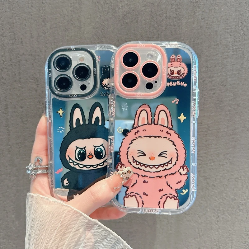 卡通拉布布适用苹果15手机壳华为oppo小米vivo镜面iphone14女款