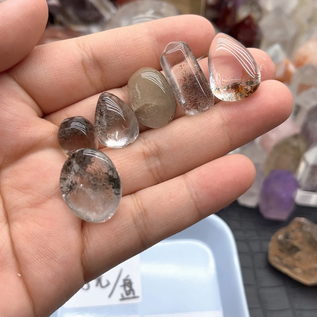 水晶未镶嵌珠宝半成品2 幽灵蛋面水滴无事牌