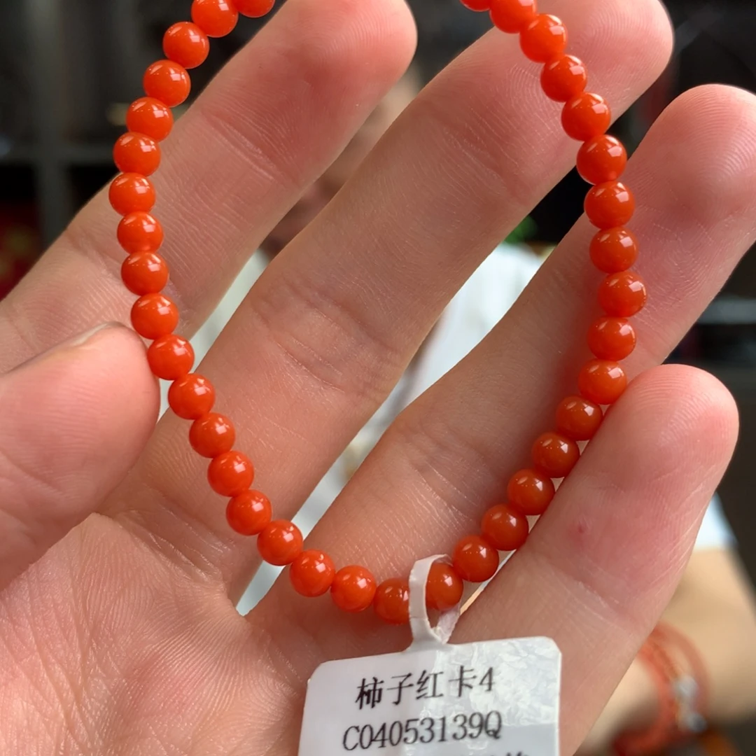 未镶嵌南红玛瑙南红玛瑙柿子红卡4单圈手串