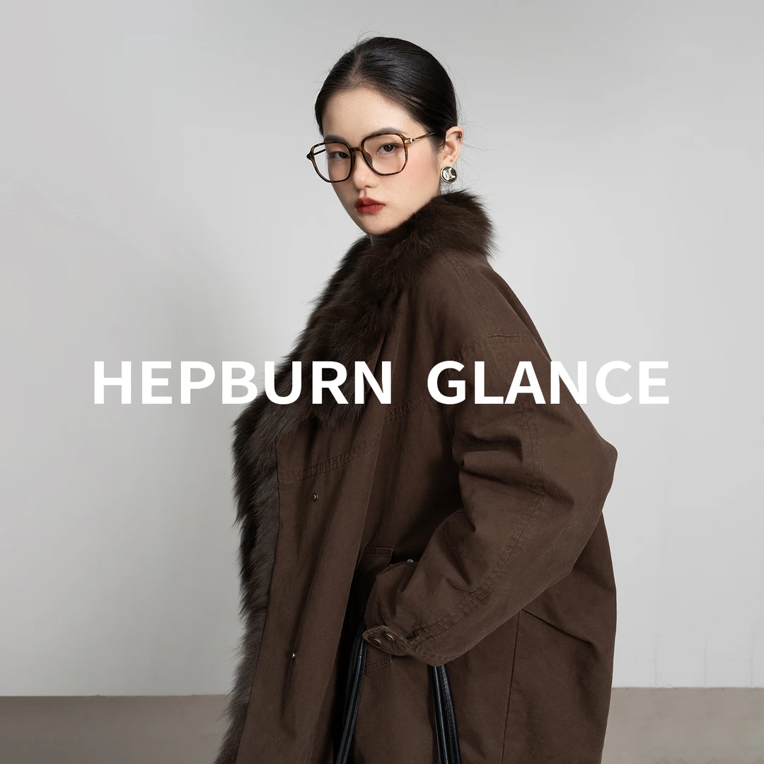 HG/都市栗人_进口狐狸毛翻领90白鹅绒羽绒服女中长款工装派克外套