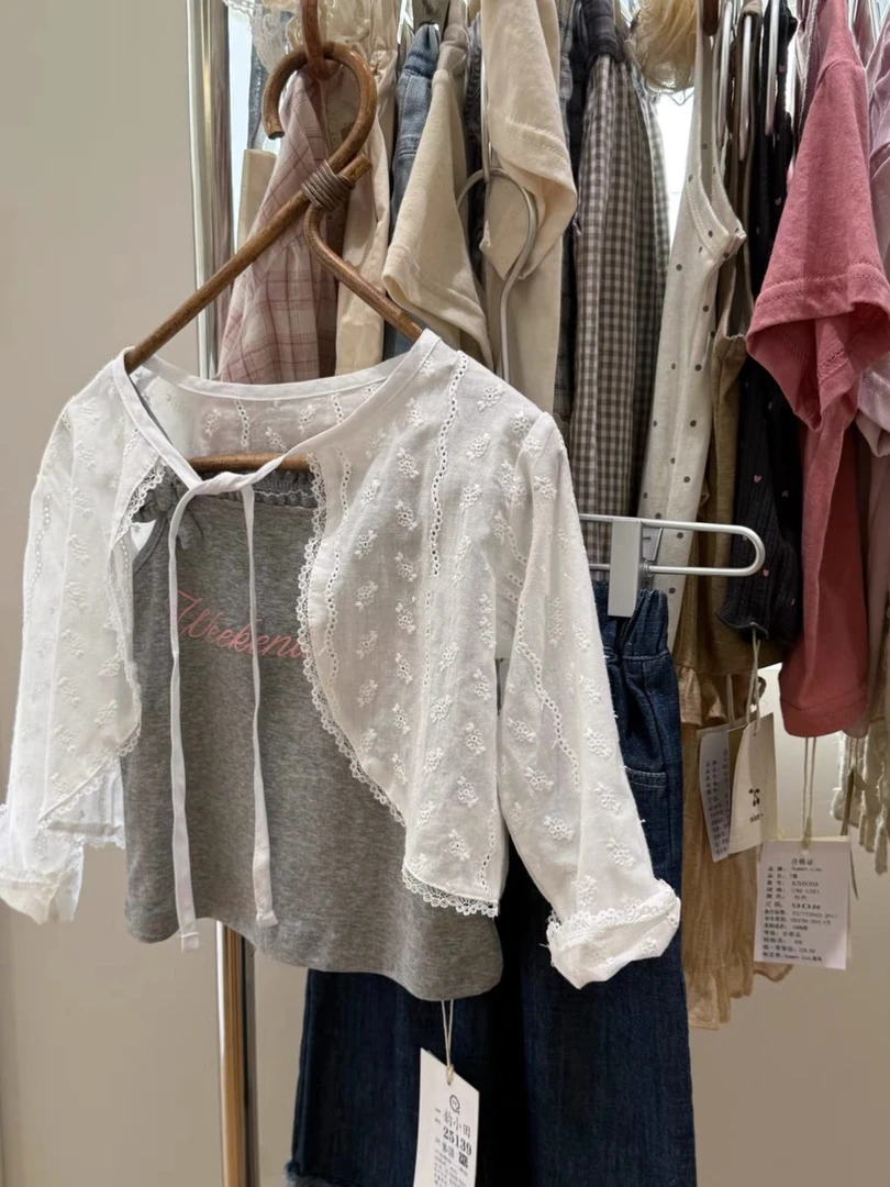 D10【九九家蕾丝提花短款防晒】童装