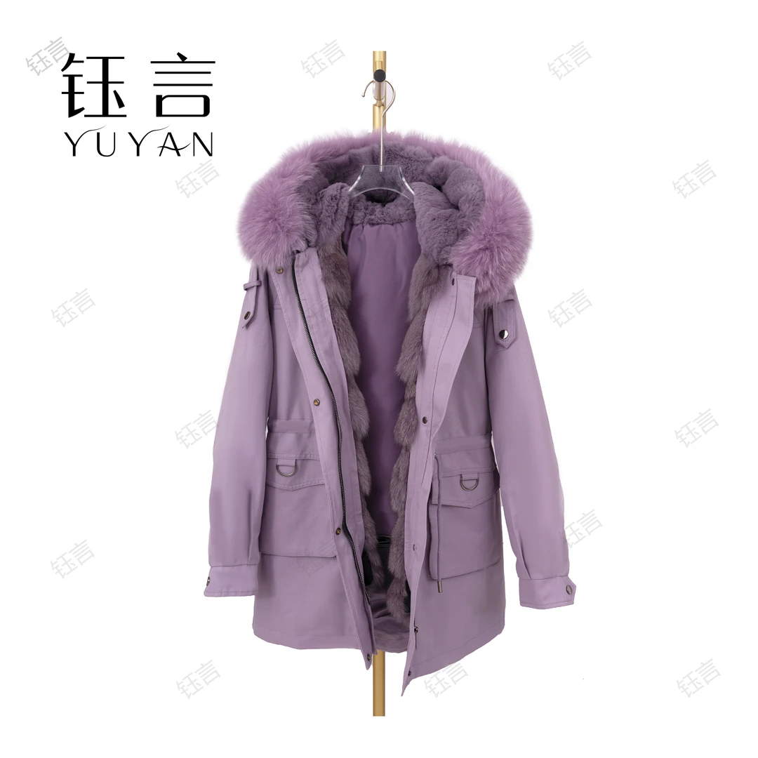 【狐美人】冬季真毛保暖可拆女士短款外套