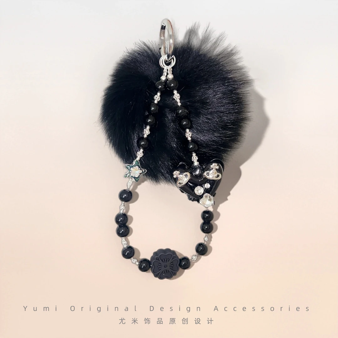 原创黑色手机挂绳手腕高级挂件相机挂饰小众手机链L871