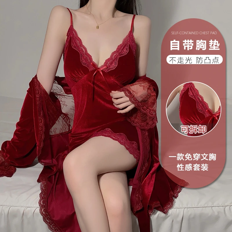 Comely/麦小兜性感修身蕾丝吊带睡裙法式秋冬爆款美背纯欲睡衣女