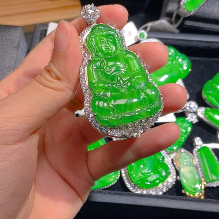 翡翠银S925镶嵌吊坠(不含链)