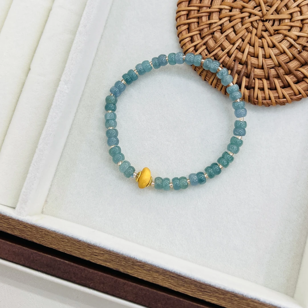 非金属仿水晶手链 SL-53新中式轻奢小众蓝色算盘珠复古手链