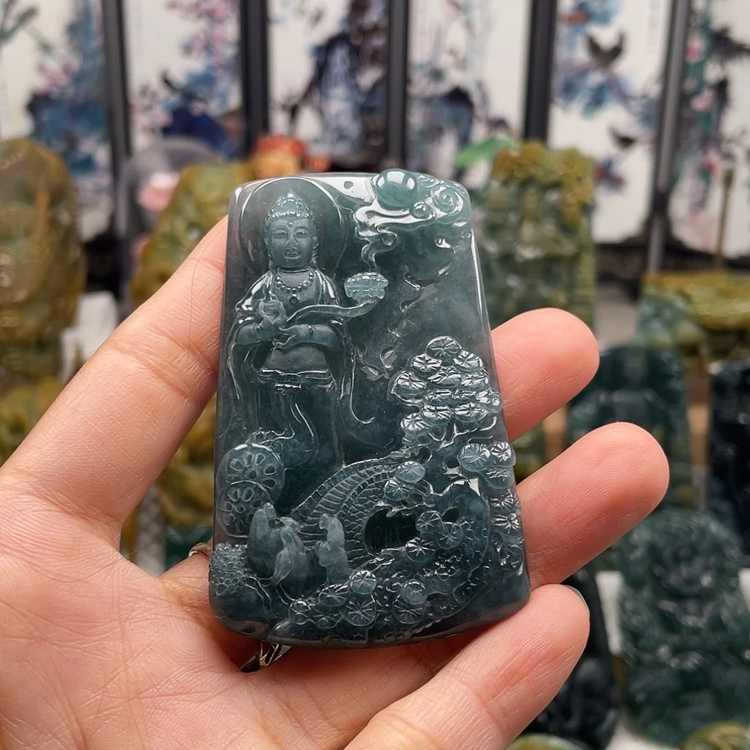 翡翠未镶嵌颈饰天然翡翠a货观音