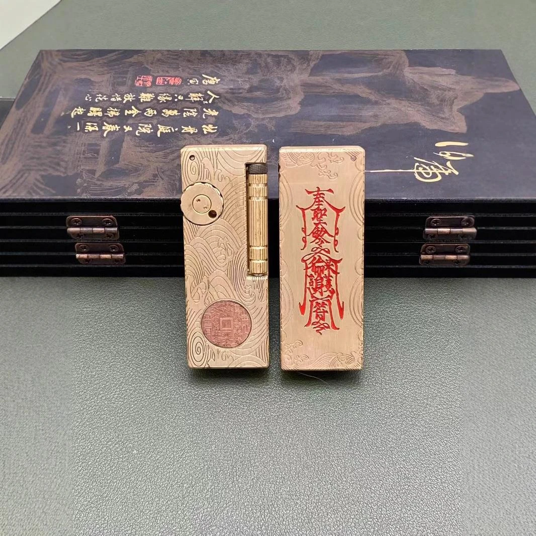 代精工版浮雕抬臂纯铜煤油打火机个性镶嵌紫铜复古双油仓男士礼