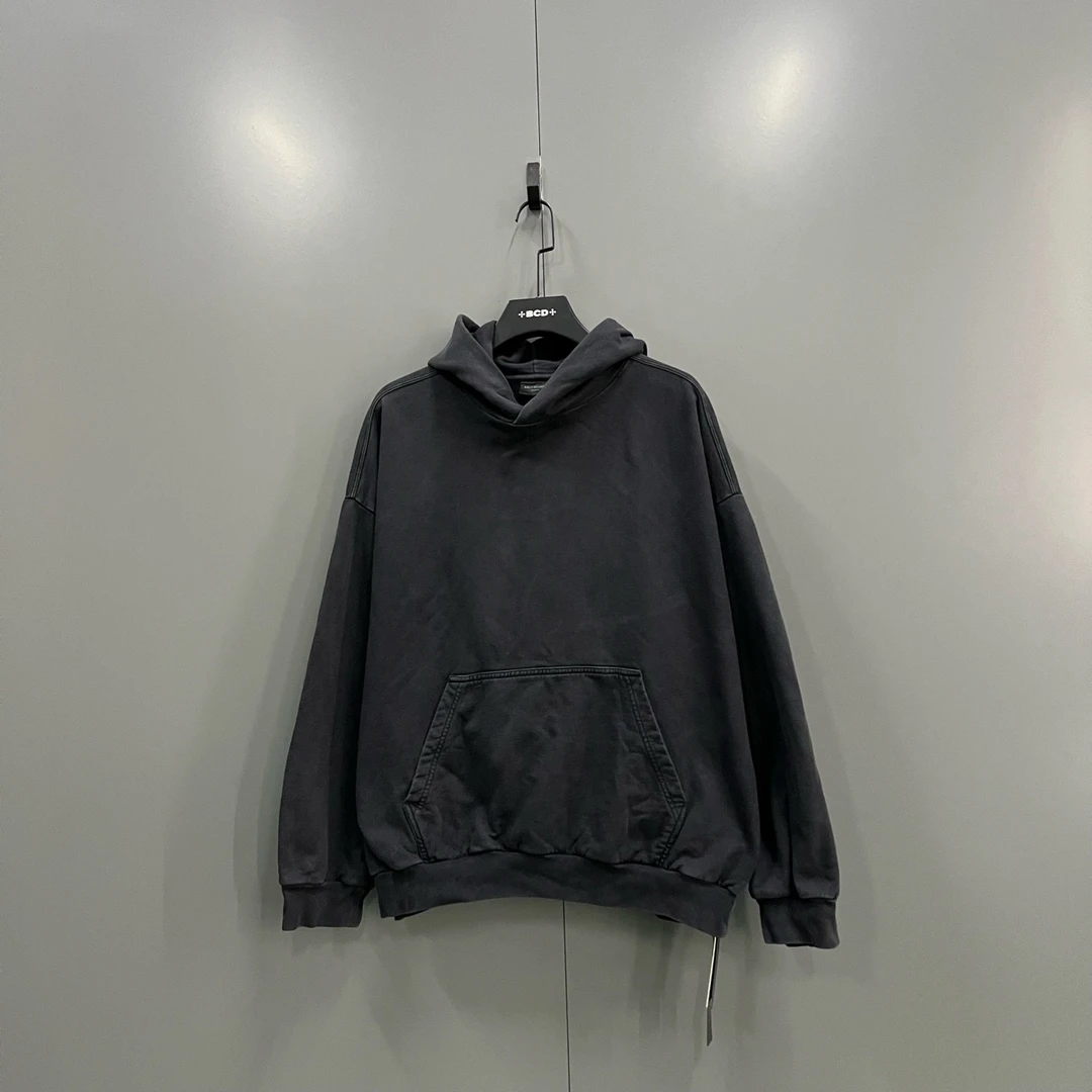 99新 Balenciaga/巴黎世家 (ll) 黑色背后涂鸦帽衫 XL码/607496