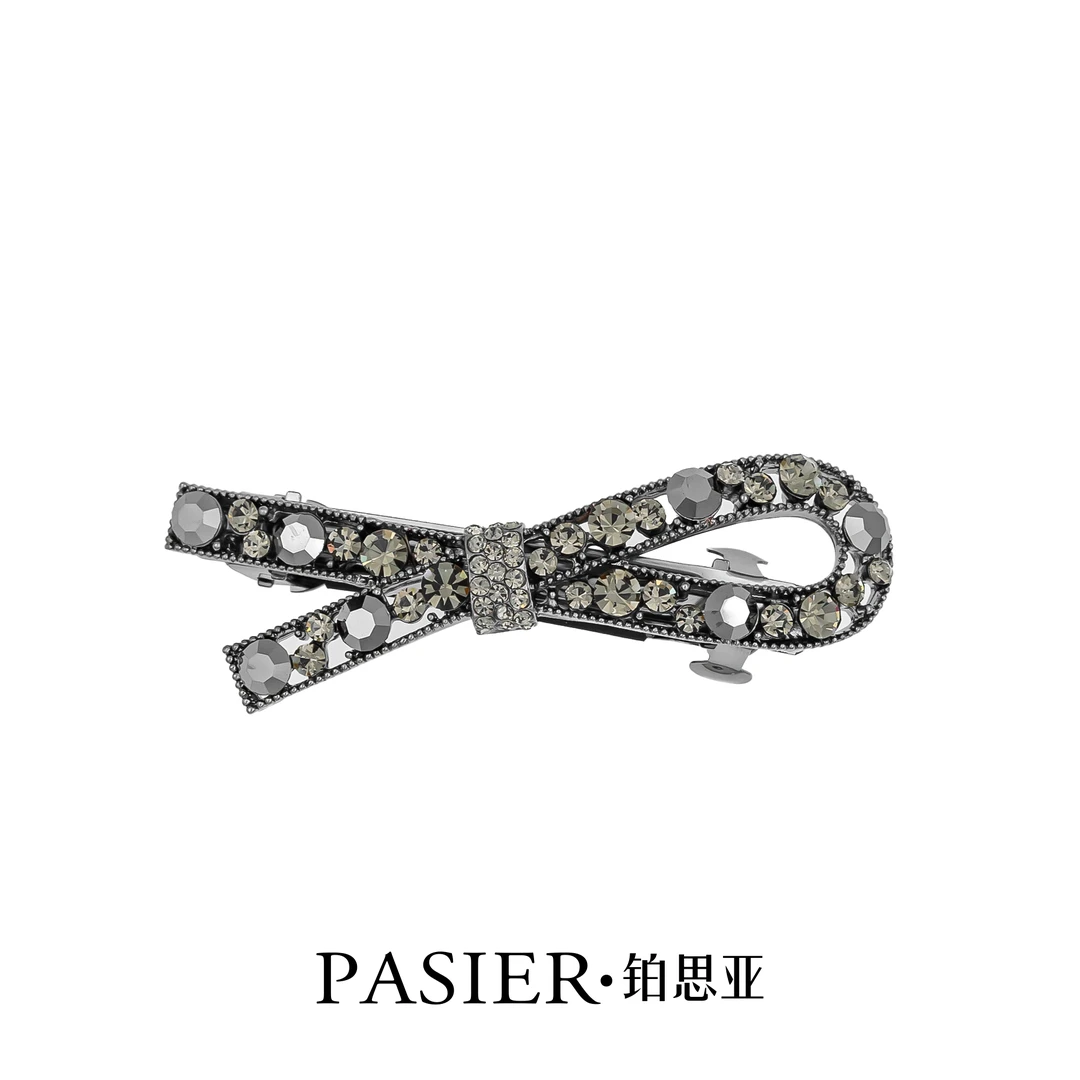 铂思亚 灰丝带 优雅气质百搭轻奢弹簧夹思思专属 CC1234