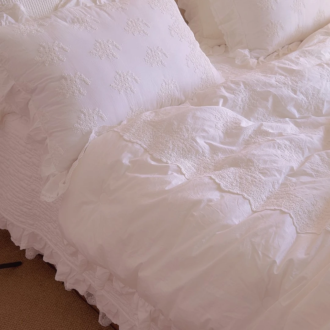 棉白色卡尔斯夏被+枕套一对