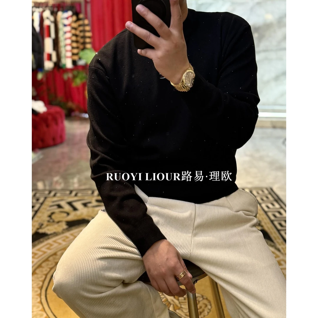 【路易理欧】潮流男欧货时尚轻奢休闲简约英文标秋冬针织衫202487