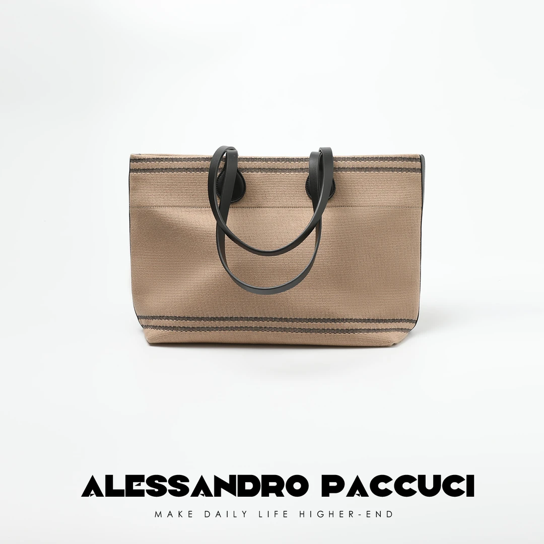 AP洛哥42030BT 头层牛皮+棉布大容量托特包时尚百搭气质手提包