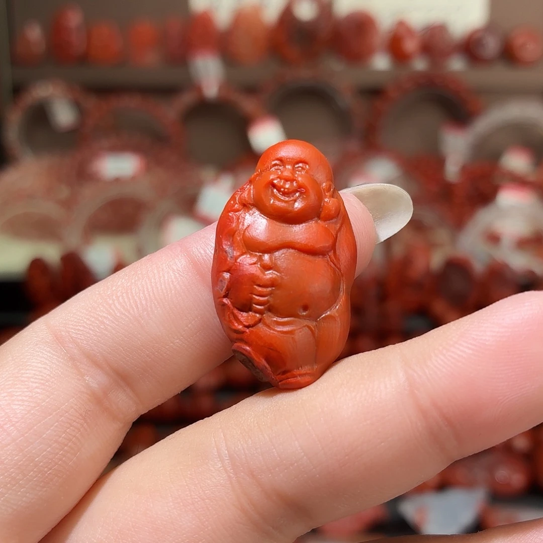 南红玛瑙未镶嵌颈饰弥勒佛牌