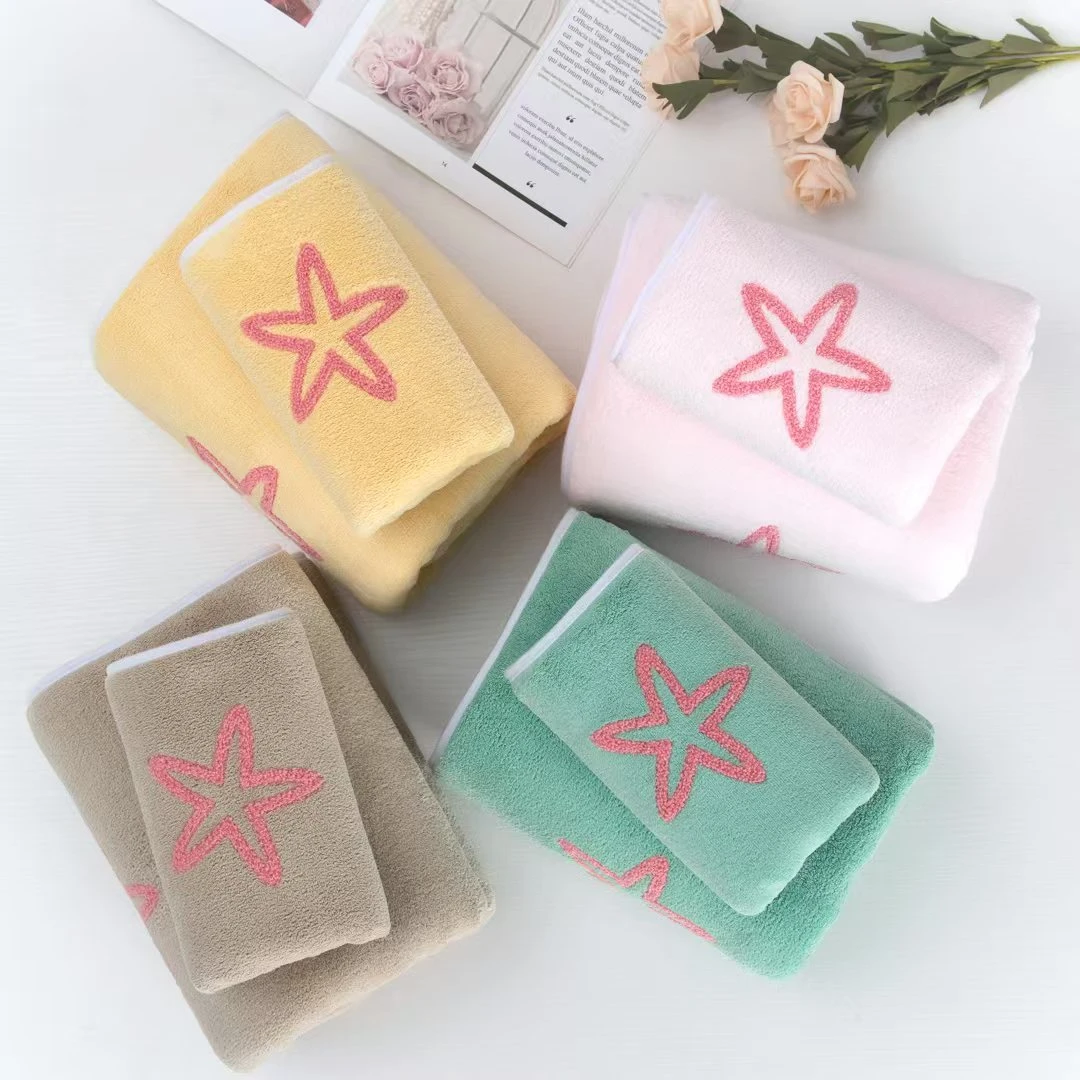 海星珊瑚绒毛巾浴巾柔软吸水不掉毛可爱情侣家用毛巾