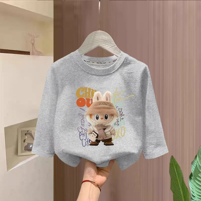 男女童潮款童装春季新款印花上衣宝宝纯棉中大童T恤长袖打底衣衫t
