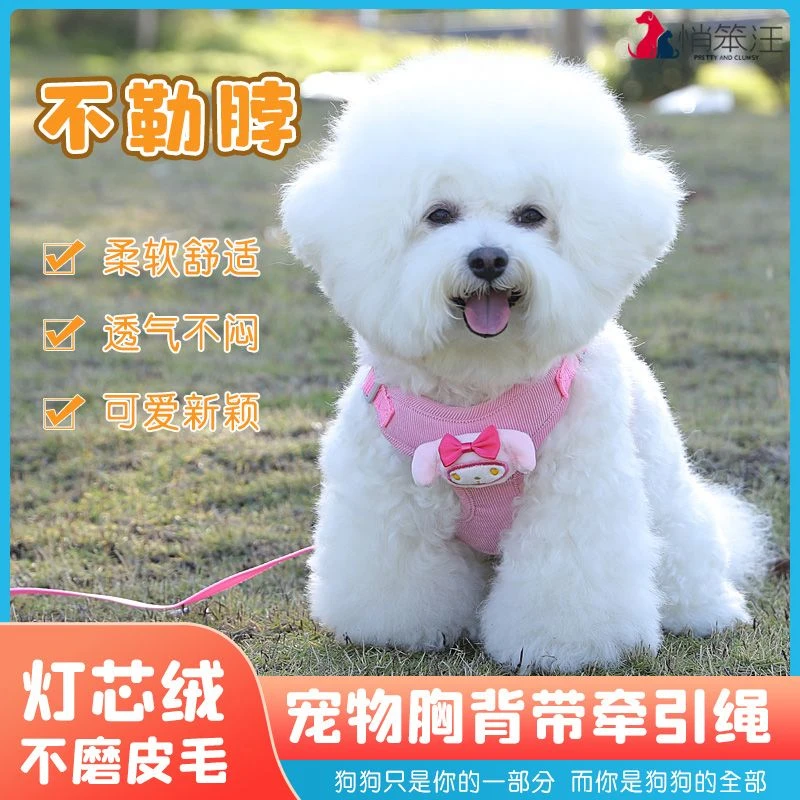 狗狗牵引绳可爱透气卡通背心背带式中小型犬外出遛狗专用胸背带
