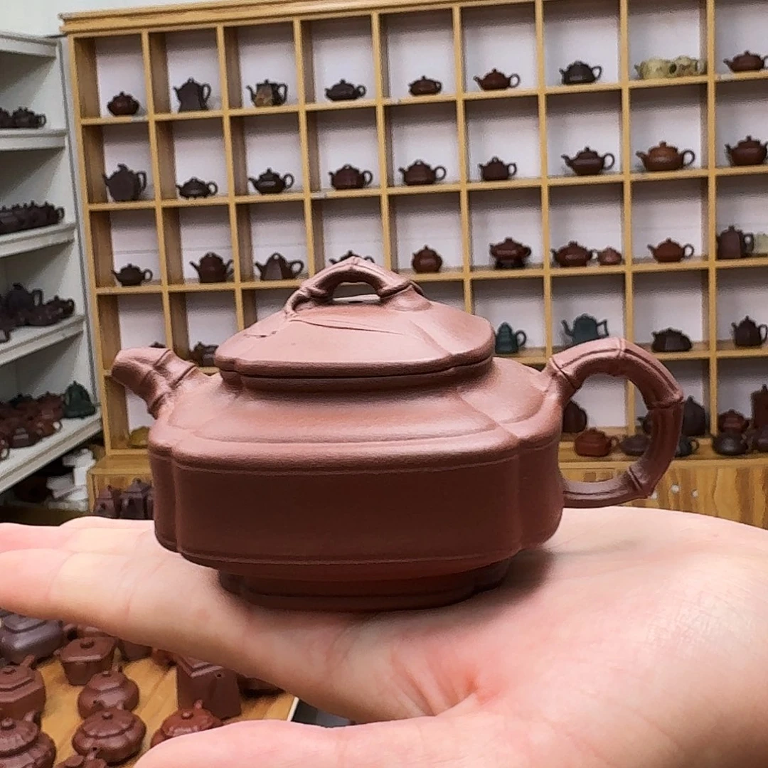 紫砂茶壶四方竹鼓200cc