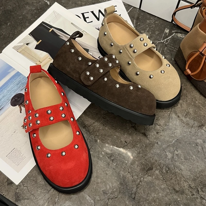 小小苏跟高鞋底1.5cm+鞋垫2.5cm铆钉单鞋鞋子可爱风森系;EXX55495