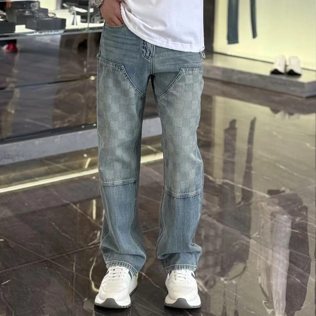 【久久】春夏“直筒版型”棋盘格绿松石系列柔软舒适牛仔裤 507