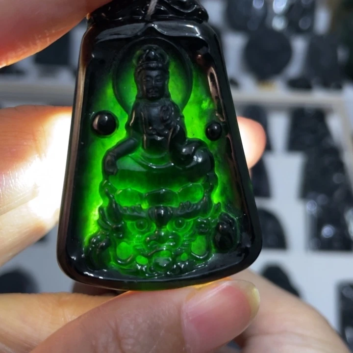 翡翠未镶嵌吊坠(不含链)观音
