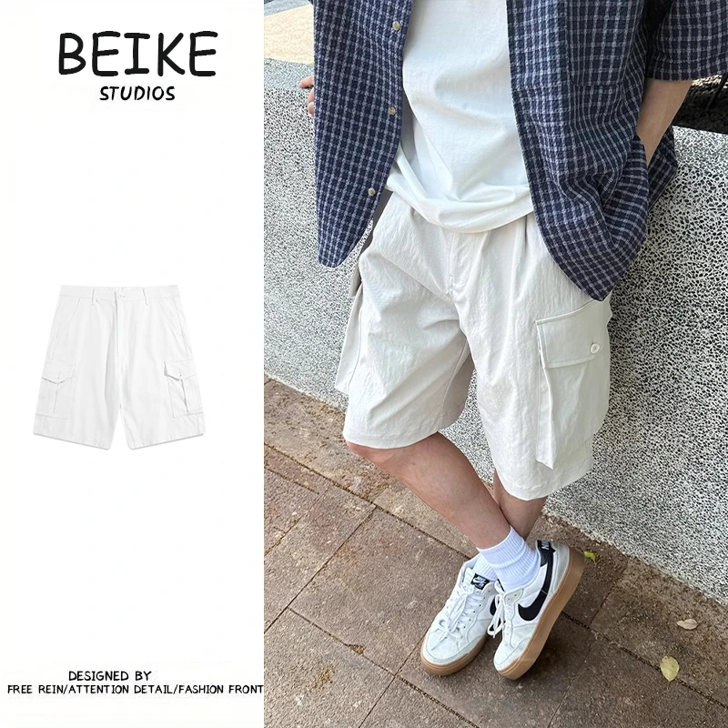休闲工装短裤五分裤夏2025新款男生纯色裤子宽松简约美式痞帅工装