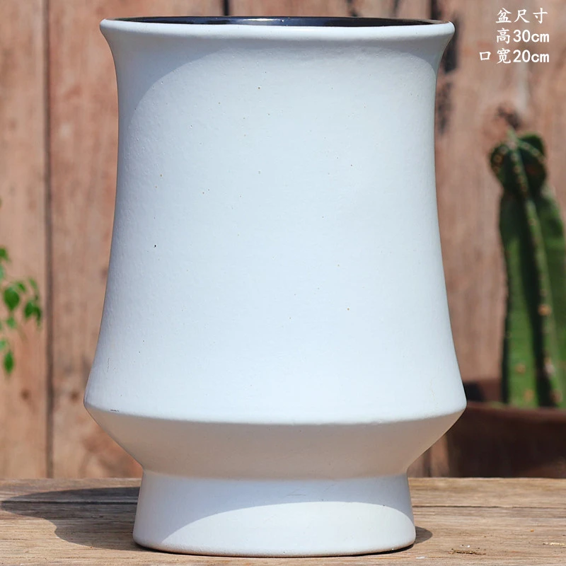 大号粗陶高直筒老桩多肉花盆透气陶罐陶瓷三角梅绿植花卉盆16