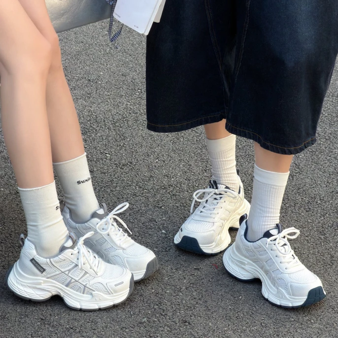 2026春季新款厚底老爹鞋女增高显瘦系带运动休闲保暖百搭