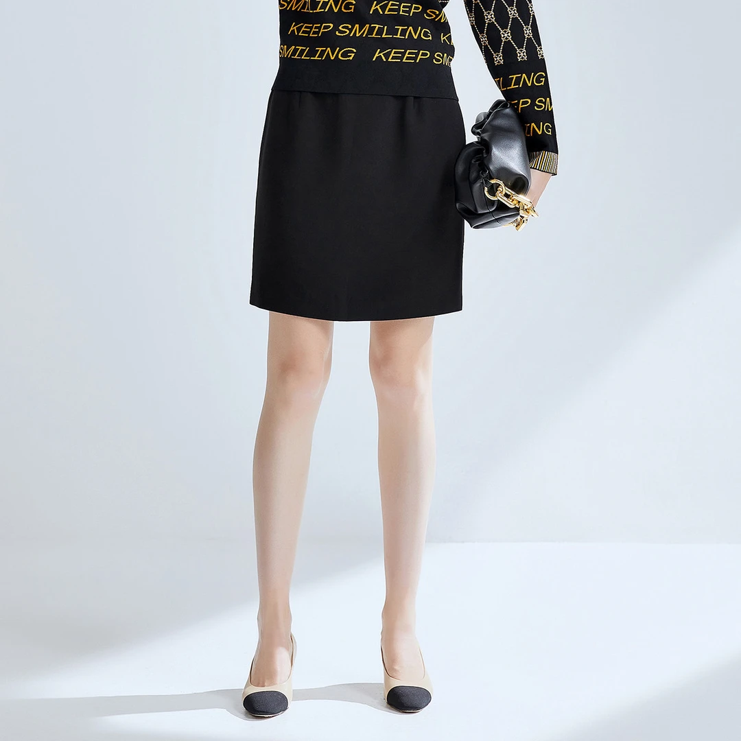 【许半夏推荐】通勤百搭直筒开叉半身裙秋季时尚气质高腰短裙