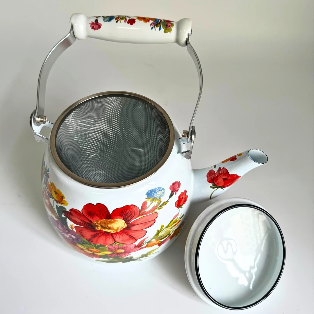 【七喜】3.3L大麦壶繁花 高级感搪瓷烧水壶