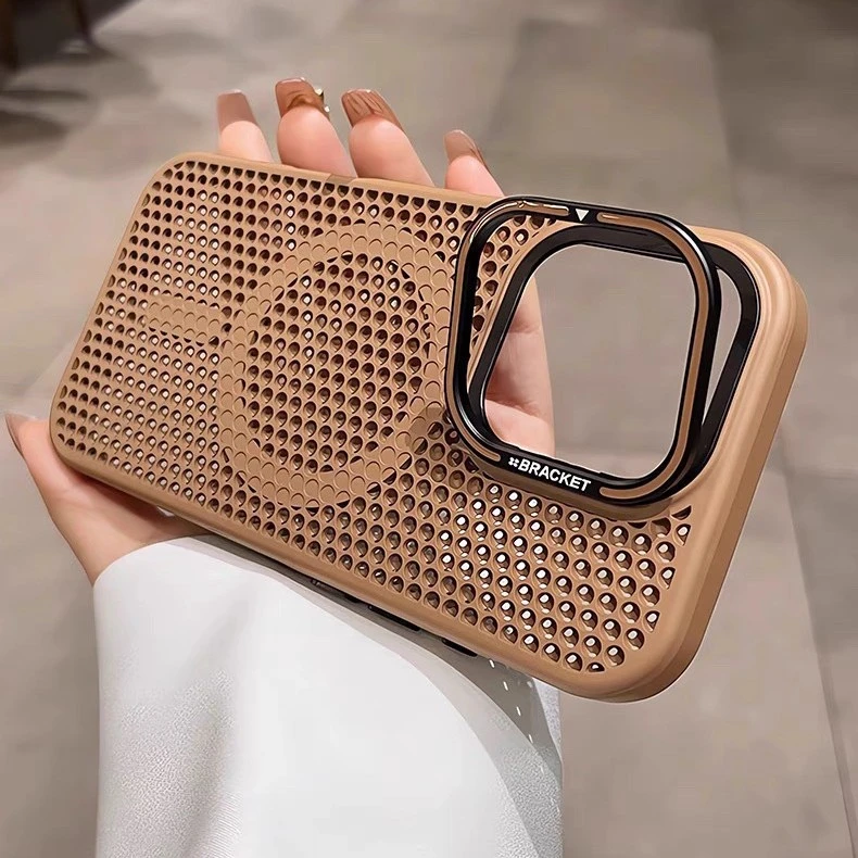 散热磁吸镜头支架手机壳适用苹果16promax手机壳蜂窝iPhone保护套