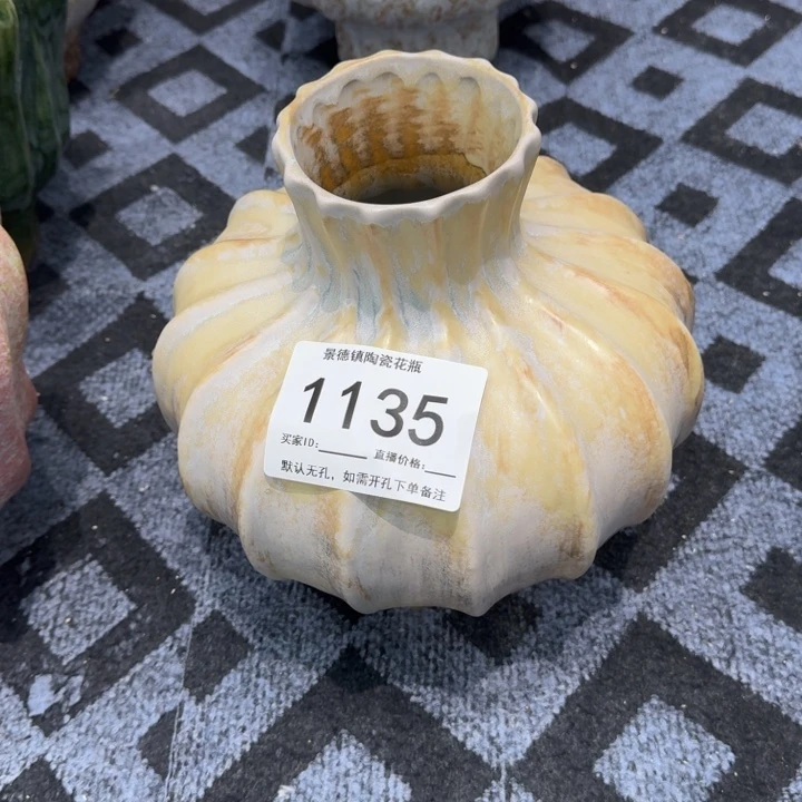 ****瓷片景德镇高温花器编码1135高28口8默认无孔