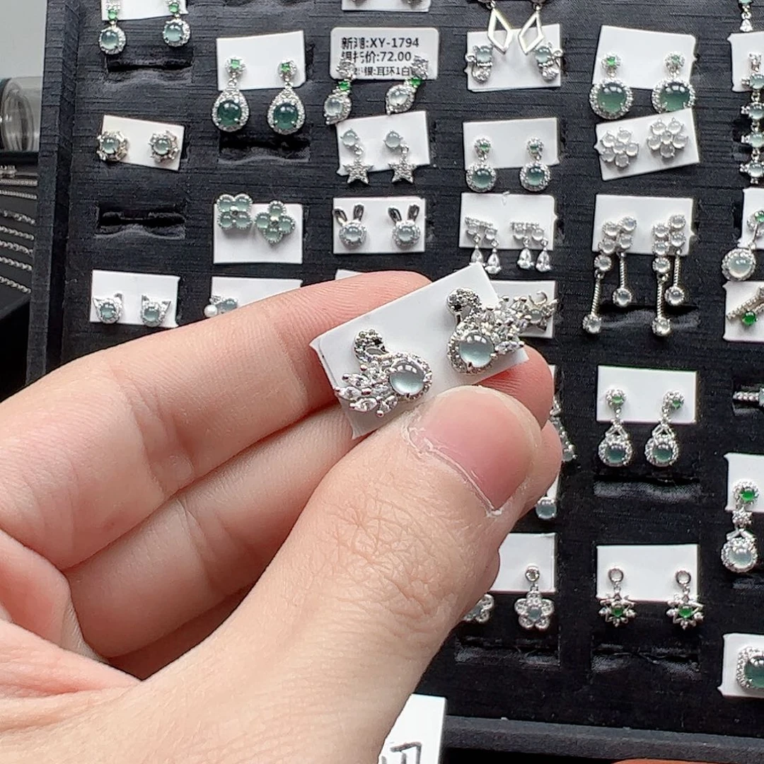 翡翠手链银S925镶嵌哦*～天然翡翠