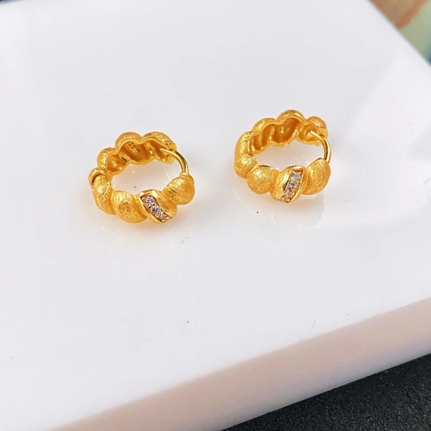 925银耳饰 简约百搭高级感拉丝麻花耳扣3017438小众耳环耳圈