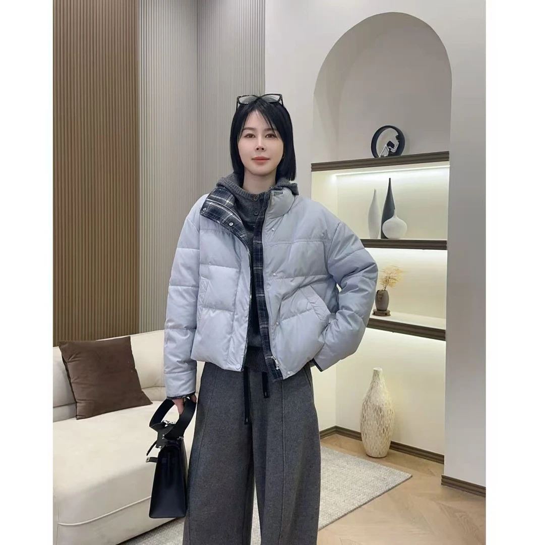 【洁子推荐】2025冬季新款258566韩版立领拼格休闲羽绒服JZYC258566