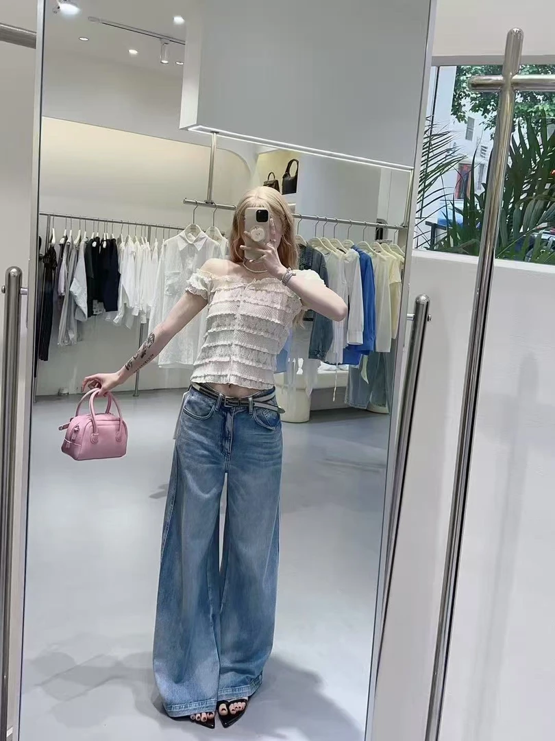 牛仔裤2025阔腿拖地裤显瘦喇叭