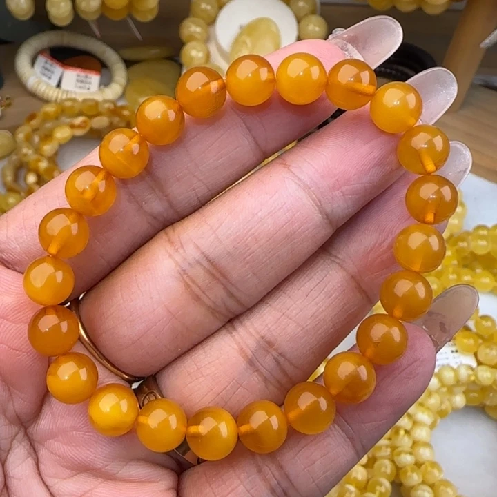 蜜蜡未镶嵌手串老蜜蜡圆珠手串
