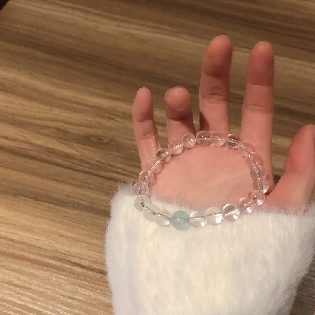 SG1713-［小蓝珠］海蓝宝白水晶简约清冷水晶手串均有瑕色差