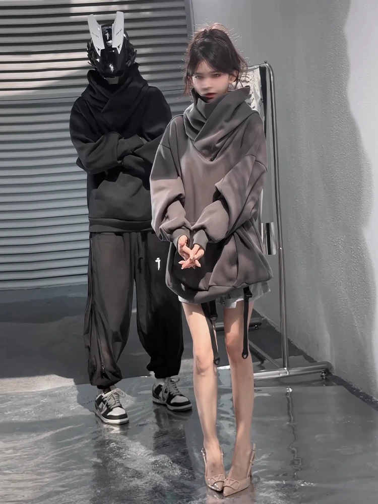 i人社恐卫衣特大码80-300斤连帽外套男女装堆堆领潮高街情侣帅气